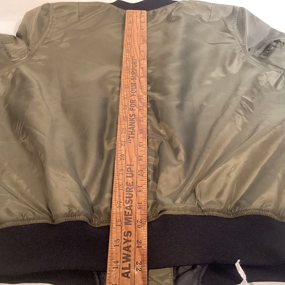 Sebby Olive Green Bomber Jacket with Patches Women’s size Large - Picture 13 of 14